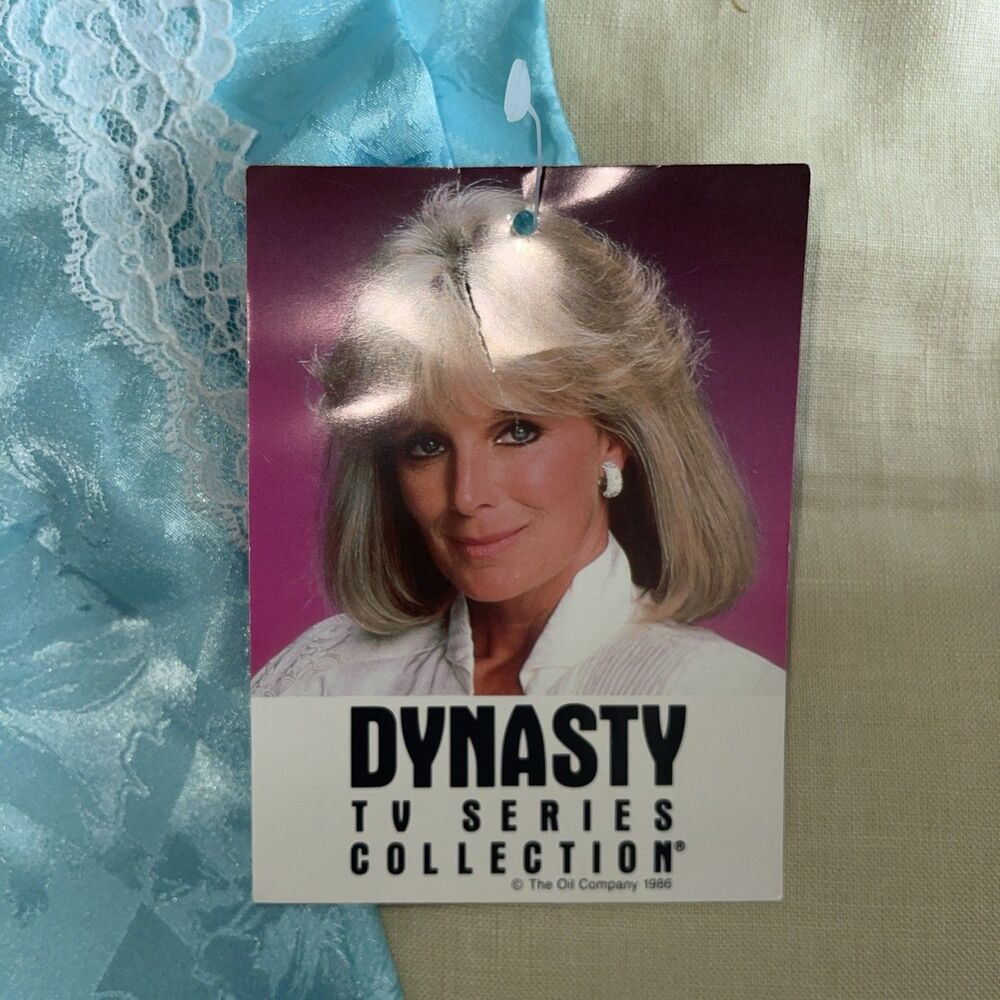 VTG DYNASTY Tv Y2K 86s Satin Baby Blue white Lace Top Cute Coquette S - Picture 4 of 6